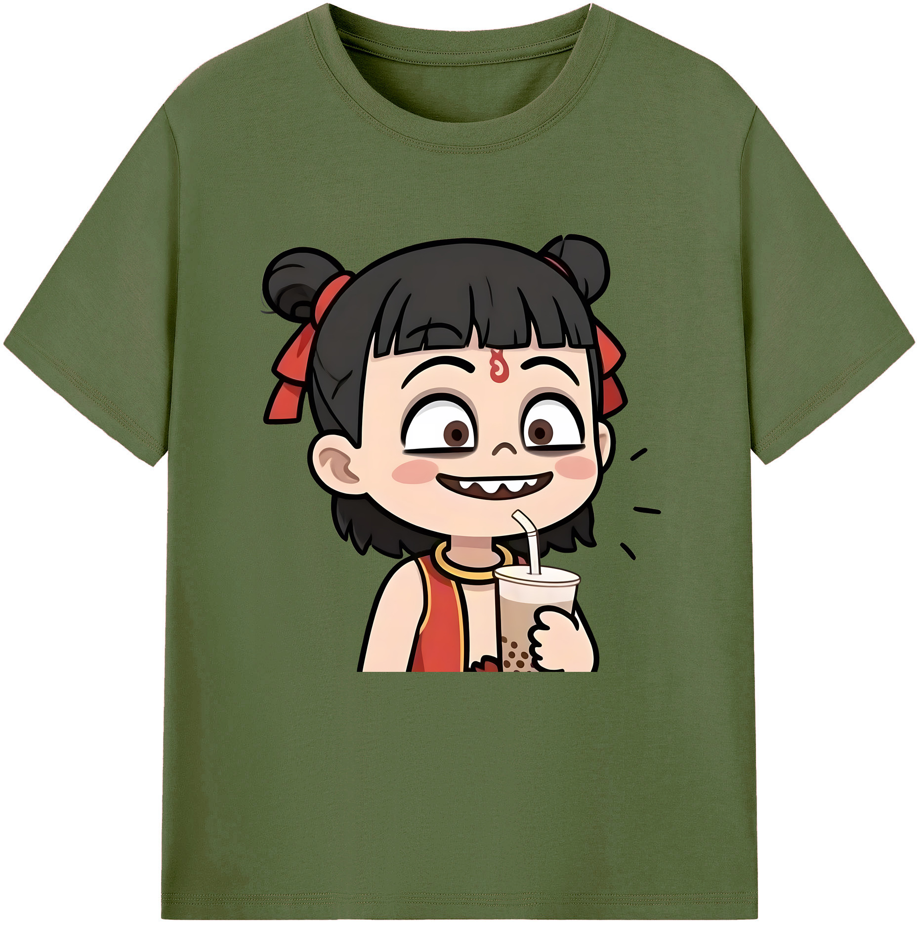 （画像用） Ne Zha 2 ナタ 魔童の大暴れ 綿100％半袖Tシャツ（フロントプリント）
